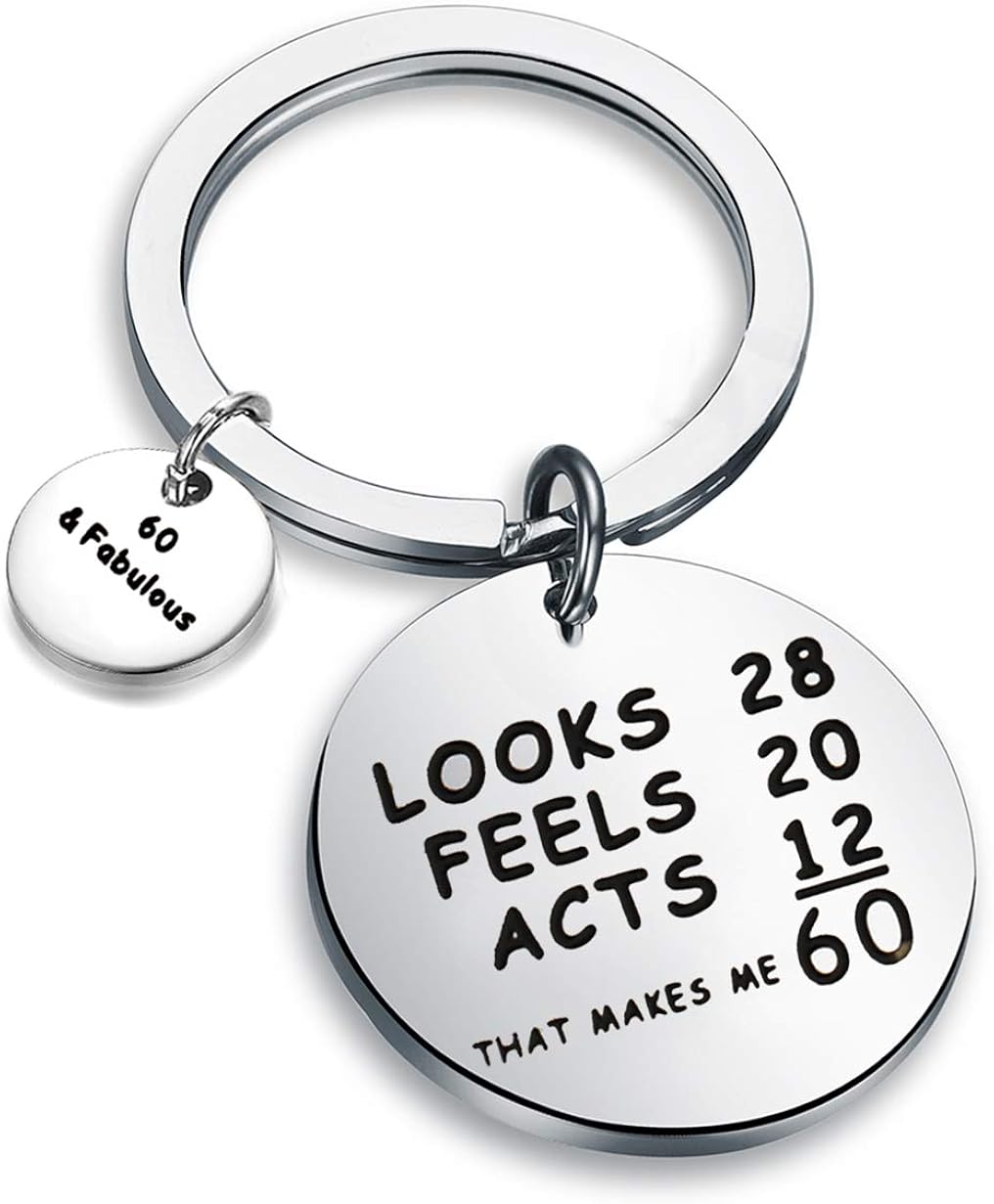 Amazon Com Bekech 60th Birthday Keychain Happy 60th Birthday