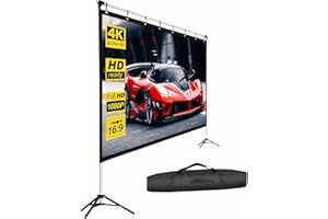 OigvcoTe 120 inch Washable 16:9 Foldable Anti-Crease Portable Projection Screen for Home Theater Outdoor Indoor, Supports Dou
