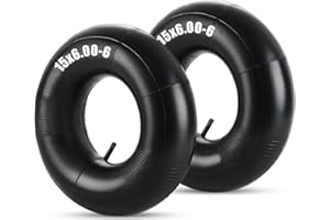 FLKQC 2 Pack 15 x 6.00-6 Heavy Duty Inner Tubes with TR-13 Valve Stem Replacement Lawn Mower Tire Tubes Wheelbarrow Tire Tube