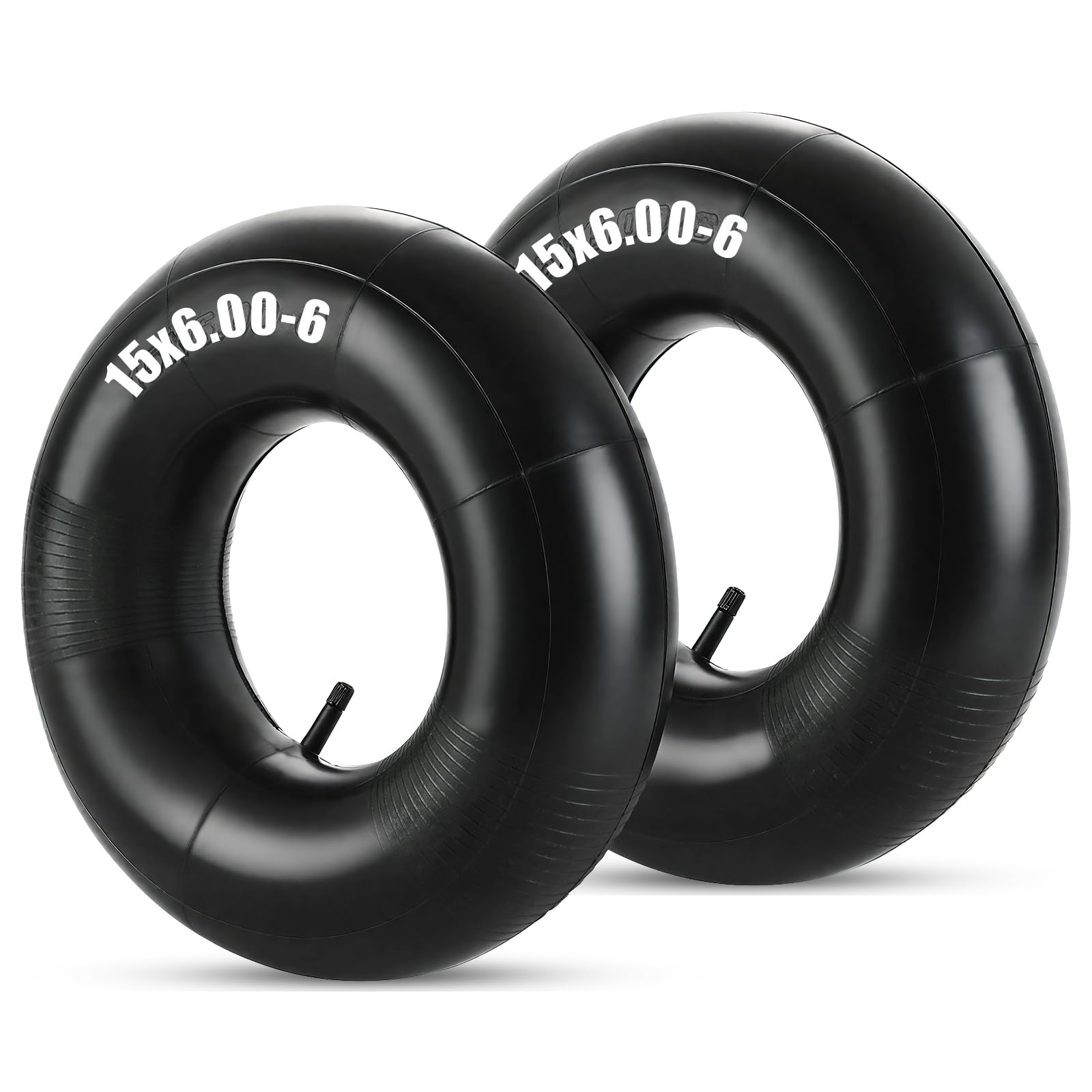 Photo 1 of FLKQC 2 Pack 15x6.00-6 Heavy Duty Inner Tubes with TR-13 Valve Stem, Replacement Lawn Mower Tire Tubes for Tractors, Wheelbarrows, ATVs, Go Karts & More (Fits 6.00-6, 6.50-6, 15x600-6)