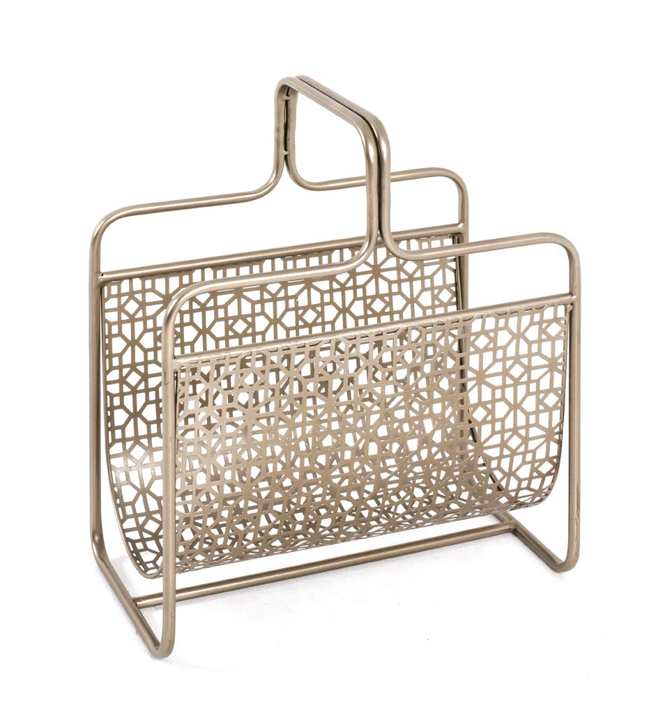 HAKU Magazine Rack Gold, Metal - Dim.: W 37 cm X H 45 cm X D 22 cm, Style: Art Deco