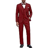 COOFANDY Men's 3 Pieces Suit Classic One Button Single Breasted Slim Fit Blazer Jacket Vest Pants Set Wedding Busines
