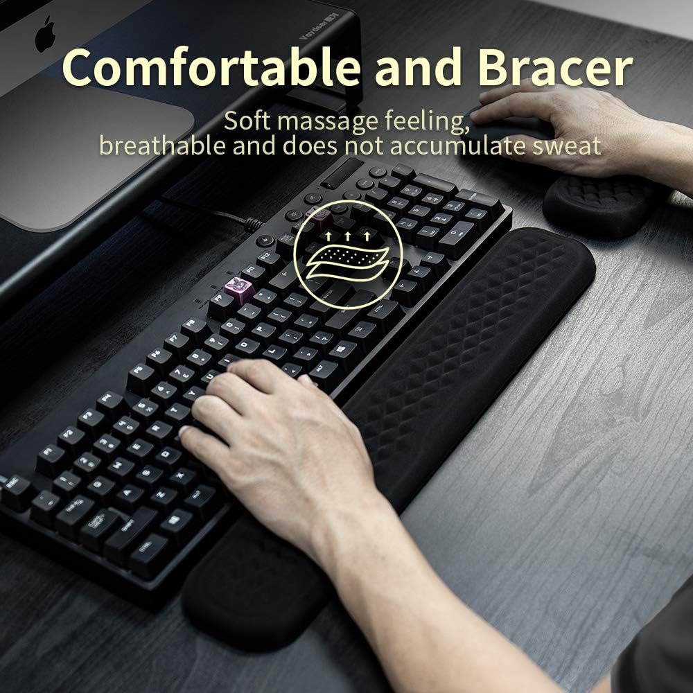VAYDEER Keyboard and Mouse Wrist Rest Pad Set Padded Memory Foam Hand Rest Support for Office, Computer, Laptop, Mac Typing and Wrist Pain Relief and Repair(Large Set) : Office Products