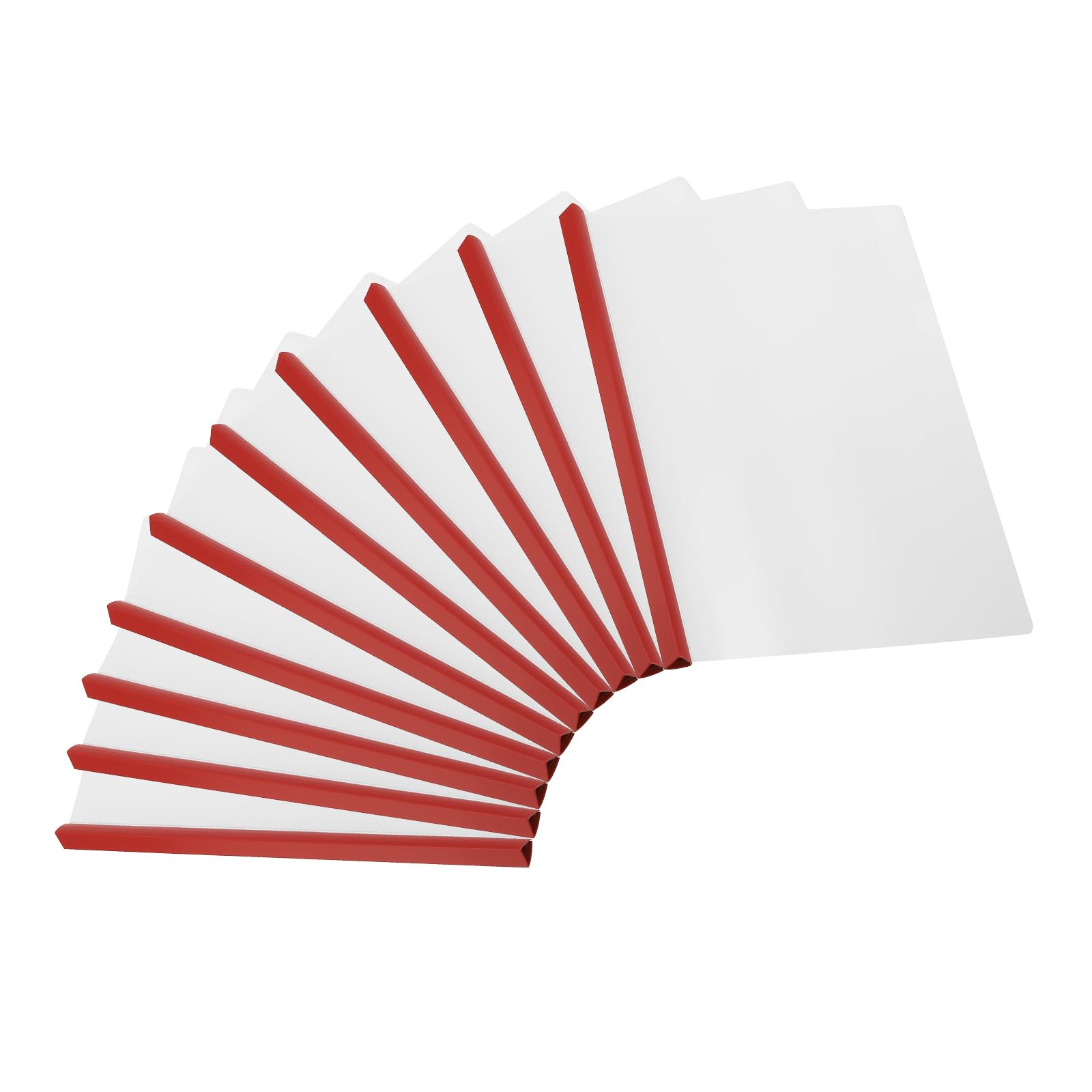 PATIKIL Clear Report Covers with Sliding Bar, 10 Pcs 15mm Slide-Grip Resume Cover 135 Sheets Capacity, A4 Presentation Folders for File, Resume, Red