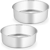 TeamFar Cake Pans, 2 PCS Stainless Steel Round 8 x 3 Inch Deep Baking Cake Pans for Wedding Birthday Party, Non-Toxic & Heavy Duty, Deep Wall & Straight Side, Dishwasher Safe