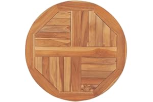 vidaXL Solid Round Teak Wood Tabletop | 23.6-Inch Diameter, 1-Inch Thickness | Durable, Seasoned and High-Strength Natural Wood | Perfect for Home, Restaurants, Cafes, Hotels