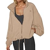 Yousify Womens Waterproof Rain Jackets Lightweight Zip Up Raincoat Outdoor Hiking Hooded Windbreaker with Pocket