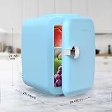 CROWNFUL Mini Fridge 4 Liter Portable Cooler Warmer 6 Can Matte Blue ETL view 7