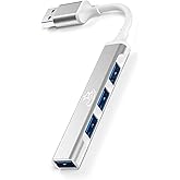 USB A U124A Multi-Port Extender with 3.0/2.0 High-Speed Ports, 4-Port Mini USB Port Extender – Compatible with Laptop, Deskto