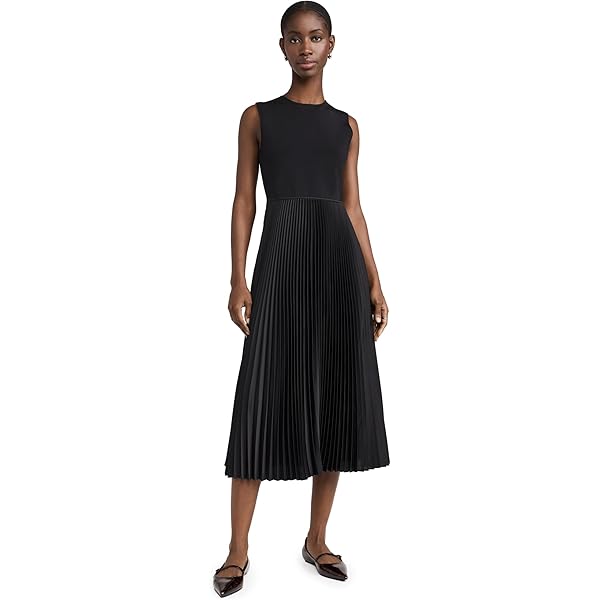 open lace back dress Theory Women's Pleat Combo Dress, Nocturne Navy, P at Amazon Women's  Clothing store