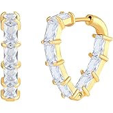 RGEMCY Triangle Hoop Earrings for Women 18K Gold Plated Stainless Steel Cubic Zirconia Hoop Huggie Earrings
