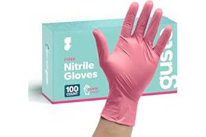 [100 Count] Pink Nitrile Disposable Gloves - | Latex Free and Rubber Free | Non-Sterile Powder Free Gloves…