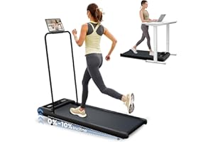 Canisflax Walking Pad Treadmill with 10% Incline, 2.5HP Under Desk Treadmill 450LBS Capacity LED Display, 4 in 1 Portable Small Treadmills with Handle Bar for Home Office Black