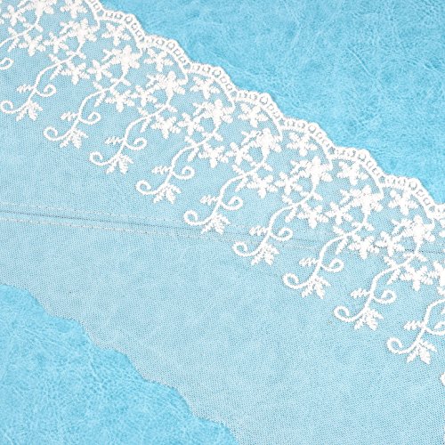 eZthings Cotton Lace Embroidery Wedding Fabric Trim for DIY Decorating, Floral Designing and Crafts (3 Yard, White (Width:5.9"))