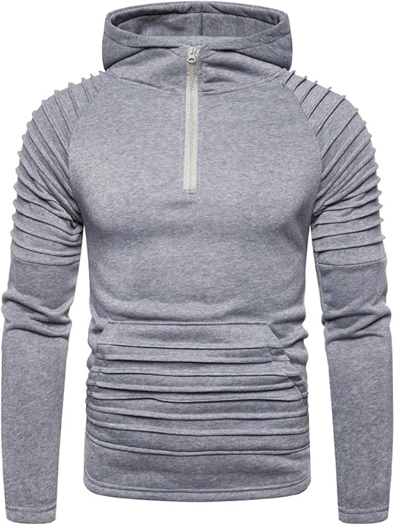 solid pleated hoodie