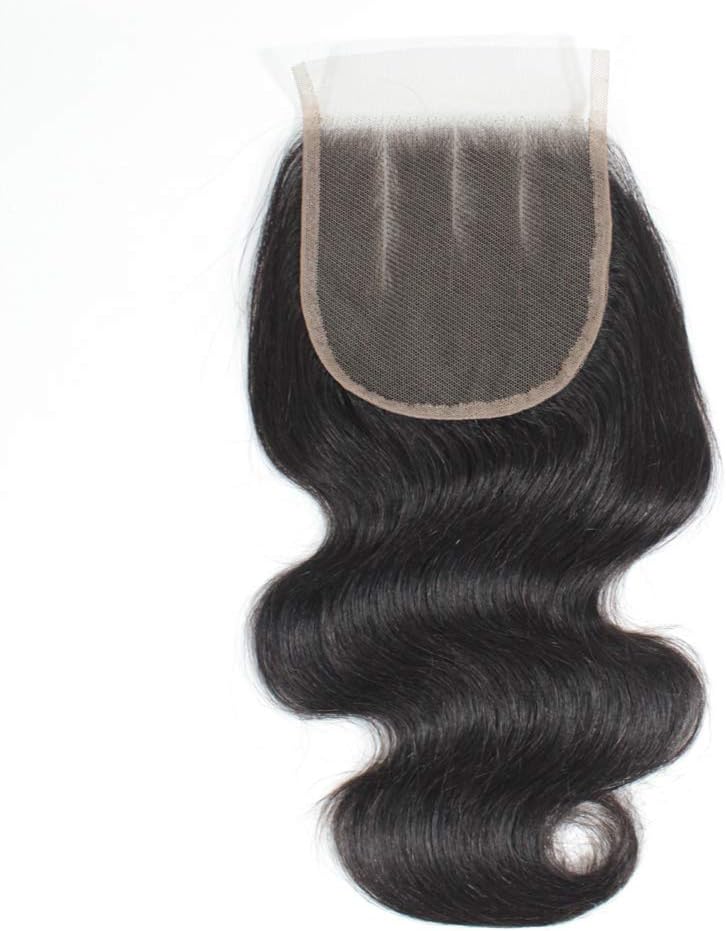 Forawme 130% 1B Black Virgin Brazilian Hair Body Wave 3 Part Lace Closure 4X4 8 Inch 100 Real Remy Human Hair Pre Plucked Lace Closure With Baby Hair