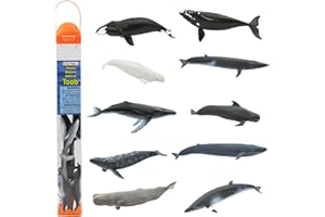 Safari Ltd. Whale TOOB Figurine Set - Detailed 2.5"-4" Plastic Model Figures - Fun Educational Ocean Animal Play Toy for Boys, Girls & Kids Ages 3+