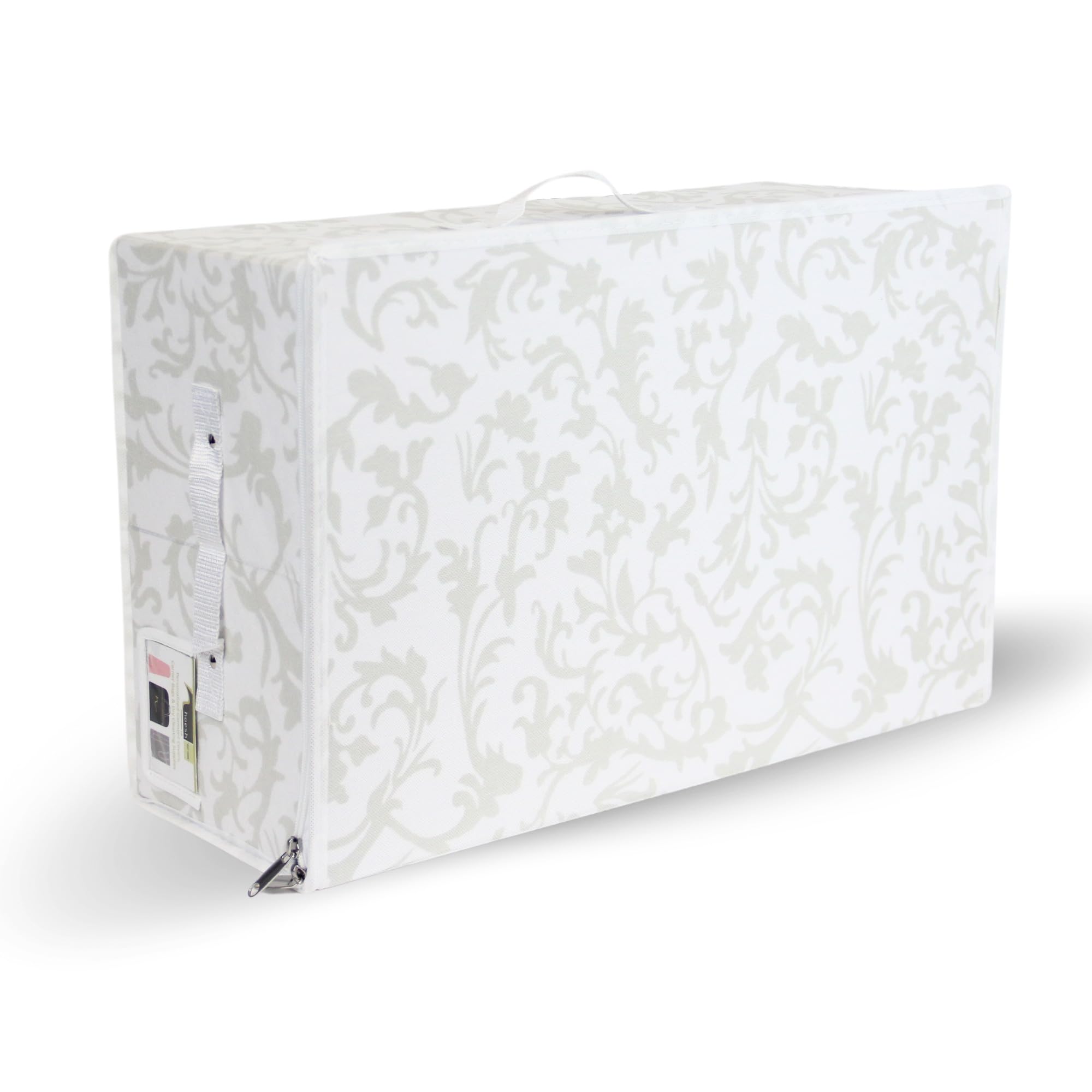 Hoesh - Breathable White with Silver Floral Design Wedding Dress Box - Underbed Storage Boxes, Wedding Dress Storage Box, Wardrobe Organiser, Cabin Size Approved