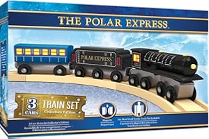 Masterpieces – The Polar Express Train, 3 Piece Set, Officially Licensed Collector’s Edition Toy, Wooden Magnetic Engine and Cars, Kids Toddlers Boys and Girls, Ages 3+