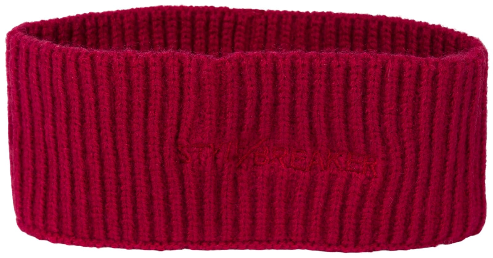 styleBREAKER Women's Knitted Headband with Ribbed Pattern, Logo Embroidery, Warm Winter Hairband, Headband 04026068, Colour:Claret-Red