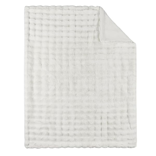 LOTUS KAREN FAUX FUR THROW BLANKET CREAM WHITE – BIG BUBBLE RABBIT FLUFF BLANKET FOR COUCH, SMALL FLUFFY FUZZY COZY BLANKET, THICK FURRY PLUSH SHAGGY BLANKETS, 50X60 INCHES