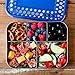 LunchBots Large Cinco Stainless Steel Lunch Container - Five Section Design Holds a Variety of Foods - Metal Bento Box - Dishwasher Safe - Stainless Lid - Blue Dots