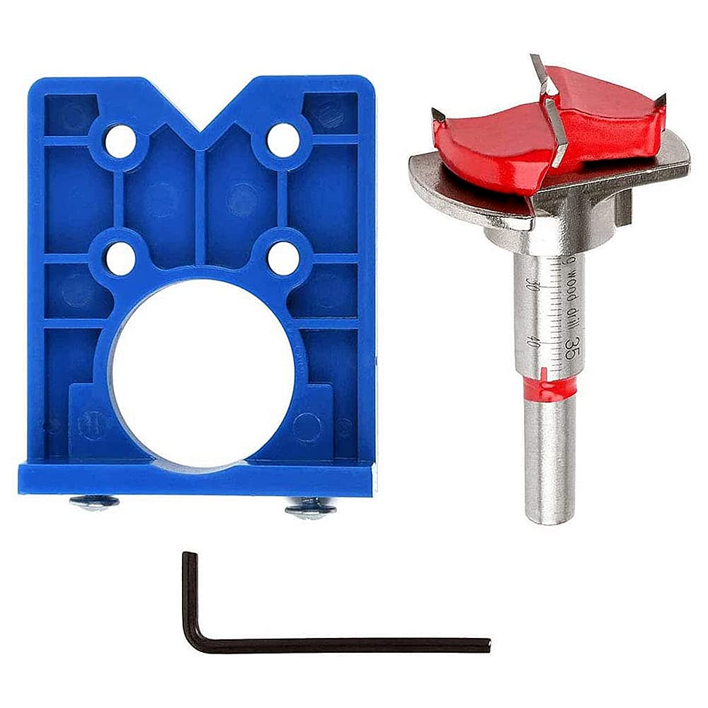 HEZUNHZ Hinge Jig Drill Bit Sets,Concealed Hinge Jig Drill Guide Sets,Door Hinge Jig 35mm Hinge Hole Cutter for Cabinet Hinges and Mounting Plates,Woodworking DIY Tools