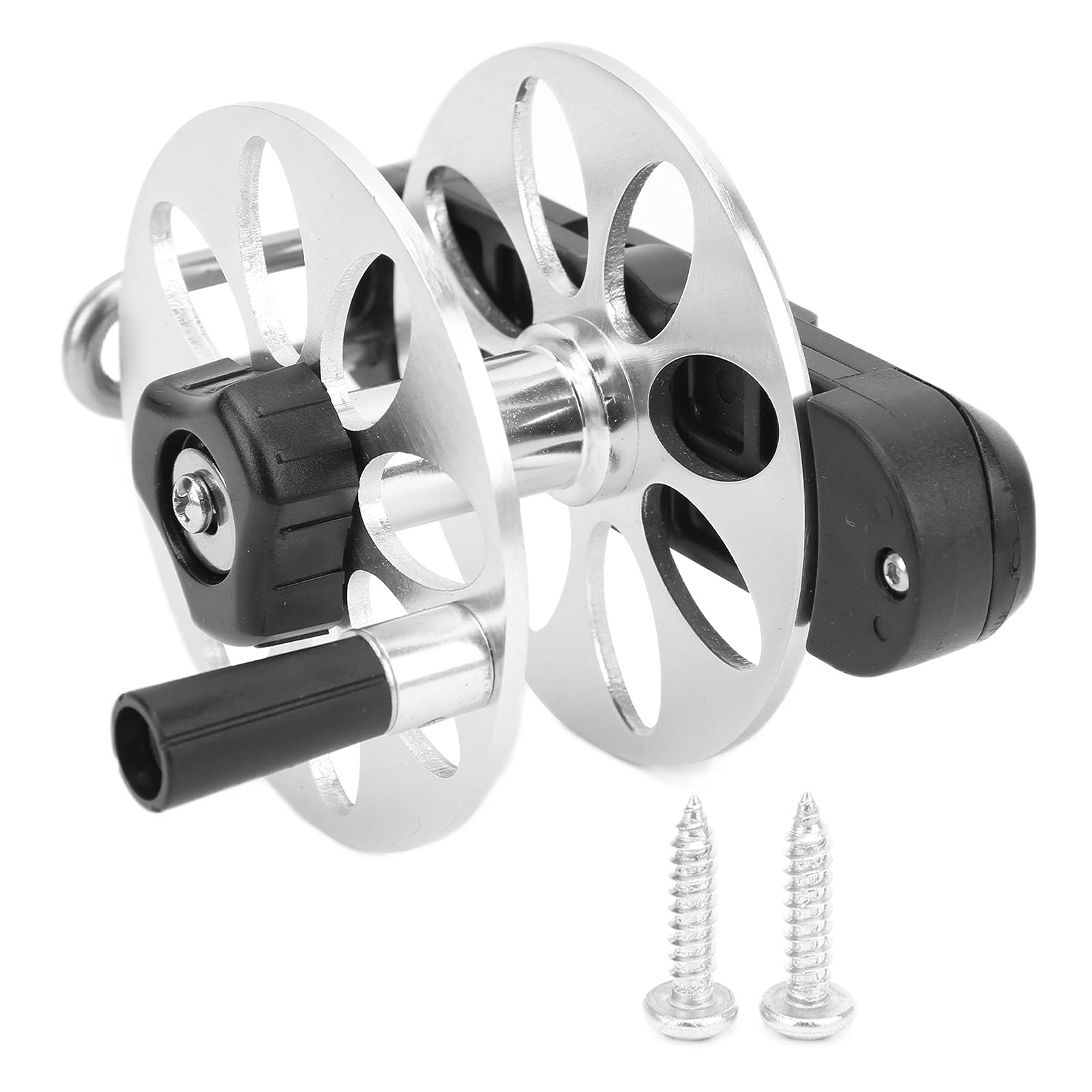 Spearfishing Reel, Fishing Wire Reel Durable Aluminum Alloy Speargun Reel with Tightening Knob Foldable Handle