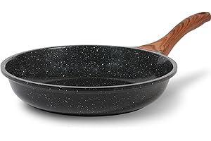 ESLITE LIFE Nonstick Ceramic Frying Pan Skillet, Non-Toxic Egg Omelette Kitchen Cooking Pans Compatible with All Stovetops (Gas, Electric & Induction), PTFE & PFOA Free (Black, 8'')