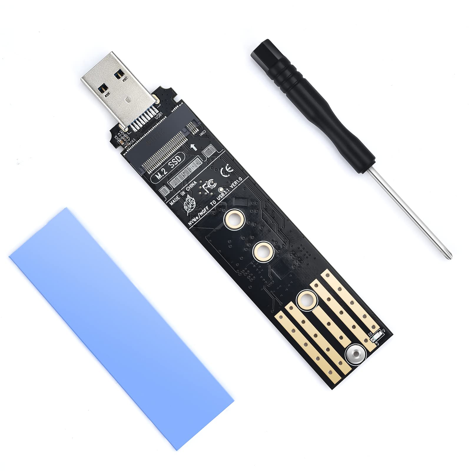 ELUTENG M.2 to USB Adapter Dual Protocol M.2 NVME SATA Hard Drive USB3.1 Gen2 10Gbps USB to NVME PCI-E SSD Reader M Key & B+M Key Max 4TB Support UASP for 2280 2260 2242 2230 SSD Enclosure
