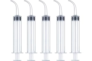 Aim Dental Supply Wisdom Teeth Syringe - Pack of 5 Dental Curved Tip Syringe with Measuring Scale - Oral Care and Tonsil Stone Irrigation Syringes