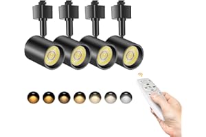 TuyuBEE Remote Control LED Track Lighting Heads H Type Track Light Heads Dimmable, 2000K to 6000K Adjustable Ceiling Spotlight for H Track Lighting Rails, CRI90+ 24° 10W 800lm, Black (4 Pack)
