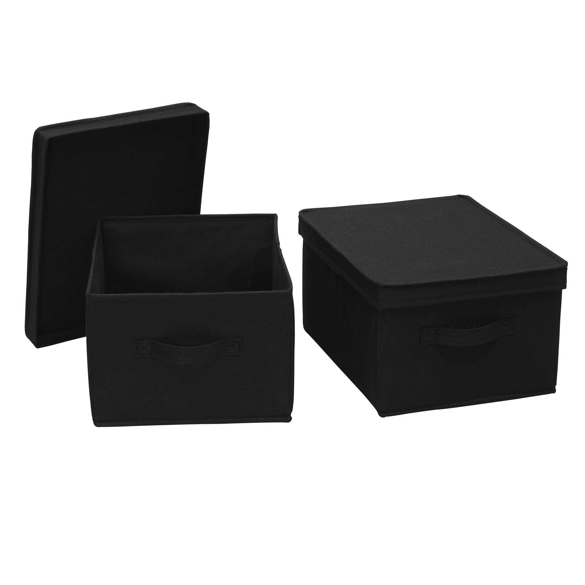 Household Essentials Wide Canvas Storage Box With Lid Box, 18.5x15x12 in., Latte, Set of 2 — image 1