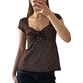 Women Fairy Grunge Coquette Shirts Y2K Cute Puff Short Sleeve Babydoll Tops 90s Girls Vintage Aesthetic Blouses