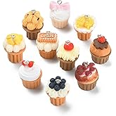 DanLingJewelry 20pcs 10 Styles Cupcake Dessert Charms - Mini 3D Colorful Sweet Food Charms for Jewelry Making DIY Crafting