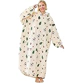 Moinlizy Wearable Blanket Hoodie, Long Thick Hooded Blanket Oversized for Adults Women Men with Pocket and Sleeves