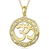 Fuguangju Buddha Aum Om Symbol Pendant Necklaces for Woman Men 925 Sterling Silver Om Hindu Necklace