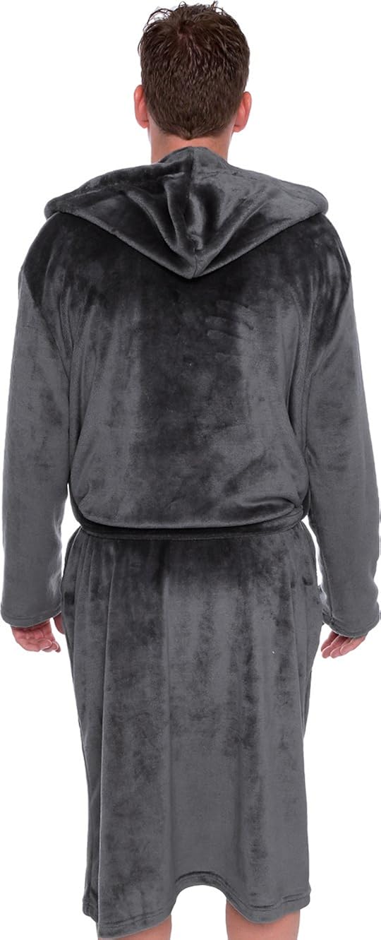 Ross Michaels Men's Hooded Robe - Plush Shawl Kimono Bathrobe for Men at  Men’s Clothing store