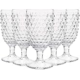 G Hobnail Drinking Glasses 6 Set, 13.3 oz Vintage Water Goblets Iced Tea Beverage Goblets Hobnail Glassware,Hobnail Goblet Glasses,Glass Cups for Wine,Soda,Juice,Dinner Parties,Bars, Restaurants Clear