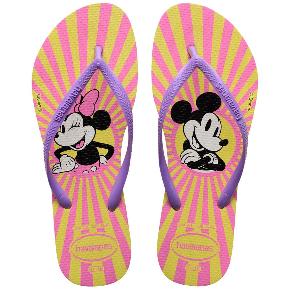 Havaianas Slim Disney Women Flip Flops | Color: Yellow Pixel | Size: 3/4 UK
