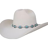 Silver Concho Chain Hat Band Blue Stone, Adustable Band for Cowboy Hats, Metal Chain Hat Band