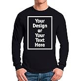 Personalized Tee Custom Long Sleeve Shirts for Men Design Your Own Image Text Photo Front/Back Print