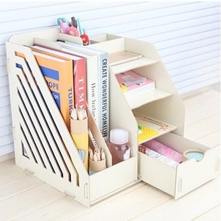 LoKauf Stehsammler Holz Dokumente Aufbewahrungsbox Zeitschriftensammler Office Desktop Organizer