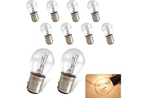 pinflaw Pack-10 Car 1157 Brake Light Bulb, P21/5W BAY15D Dual Contact High and Low Leg Energy Saving Halogen Lamp Replacement, Shock-resistant Anti-glare Light Bulb, Universal for Car Trucks (White)