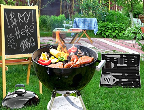 POLIGO 20-Piece BBQ Grill Tools Set - Heavy Duty Stainless Steel Barbecue Grilling Utensils Kit Set With Aluminum Case - Premium Grilling Accessories for Barbecue - Birthday Gift for Men