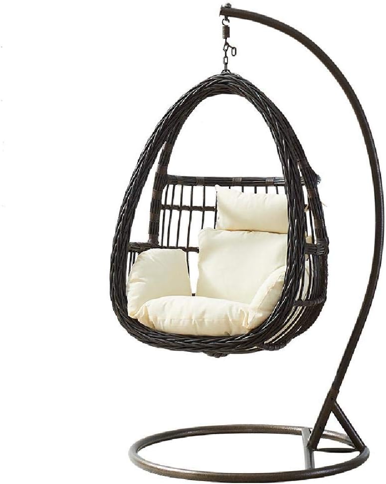 Swing Hanging Chair Hanging Garden Terrace Indoor And Outdoor Egg Chair Lazy Rocking Chair Hammock With Base Cushion Cover Brown Amazon Co Uk Kitchen Home