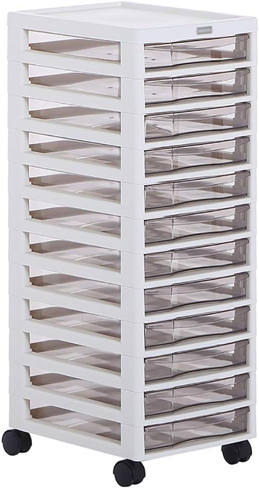 Amazon Com Wsnbb 12 Layer File Cabinet Plastic Storage Box Drawer A4 Paper Data Cabinet Desk Storage Cabinet With Pulley Design Color A Home Kitchen