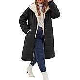 NRZD Women's Winter Coats Plus Size Reversible Fleece Jackets Hooded Lightweight Oversized Long Down Coat for Commute Travel