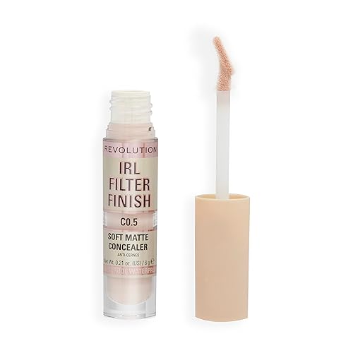 Makeup Revolution IRL Filter Finish Concealer, Medium to Full Coverage, Matte Finish, C0.5, Fair Skin Tones, 6g
