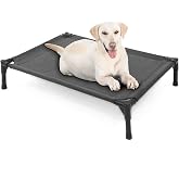 Garnpet Elevated Dog Bed for Large Dogs, Raised Dog Cot Fits Up to 120 LBs, Heavy Duty Pet Cots with Durable Supportive Teslin Recyclable Washable Mesh, Indoor &amp; Outdoor Pet Bed, Dark Grey